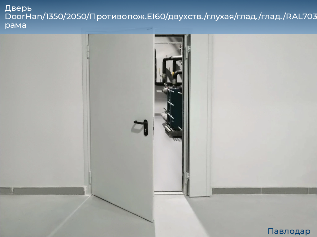 Дверь DoorHan/1350/2050/Противопож.EI60/двухств./глухая/глад./глад./RAL7035/прав./угл. рама, 